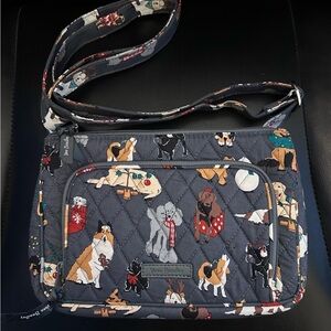 Vera Bradley Holiday Dogs Little Hipster purse - Like new, no tags